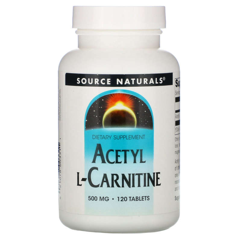 Source Naturals, Ацетил L-карнитин,  500 мг, 120 таблеток