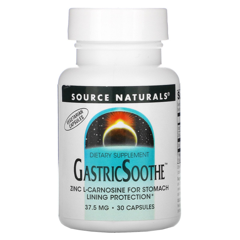 Source Naturals, Успокоение желудочно-кишечного тракта, 37,5 мг, 30 капсул