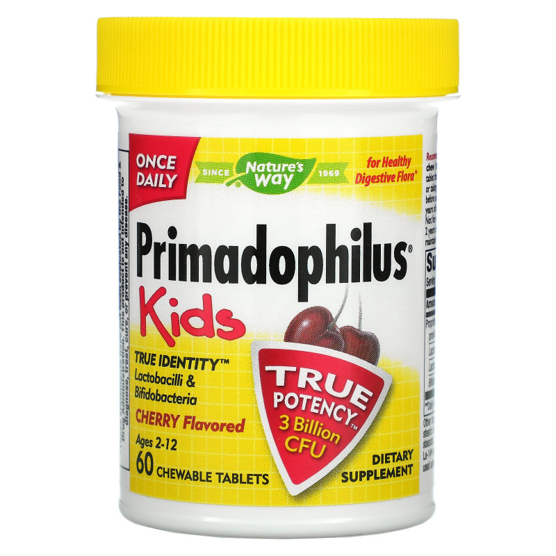 Nature's Way, Primadophilus для детей, вишня, 60 жевательных таблеток