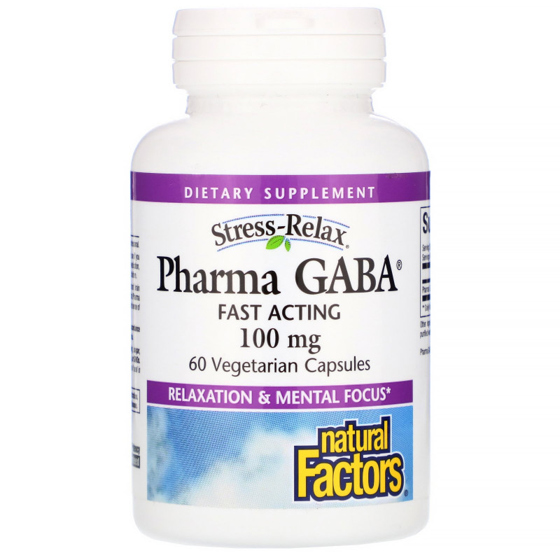 Natural Factors, Stress Relax, Pharma GABA, 100 мг, 60 растительных капсул