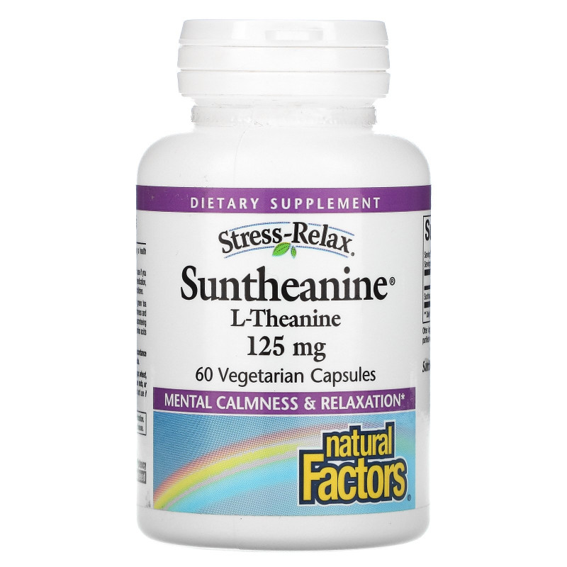 Natural Factors, Stress-Relax, Suntheanine, L-теанин, 125 мг, 60 капсул в растительной оболочке