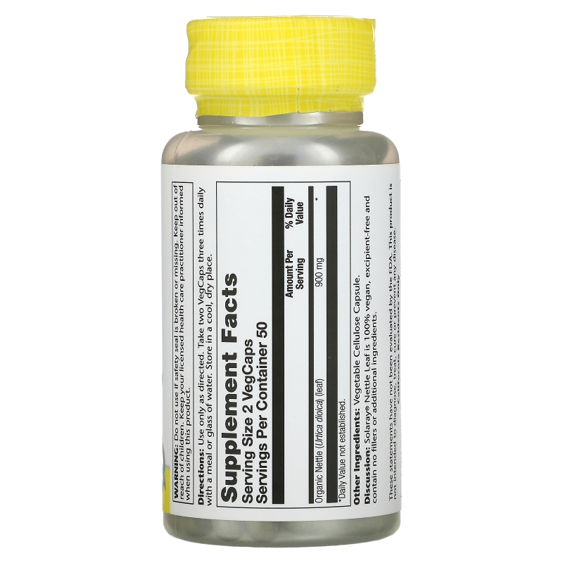 Solaray, Органически выращенная крапива, 450 мг, 100 капсул с оболочкой из ингредиентов растительного происхождения