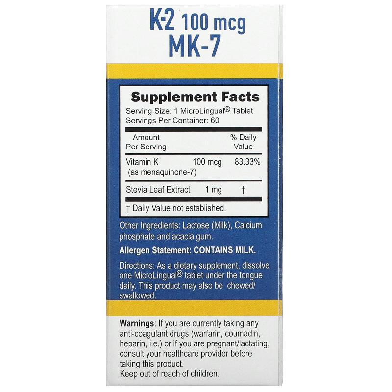 Superior Source, Витамин K2, 100 мкг, 60 микролингвальных быстрорастворимых таблеток