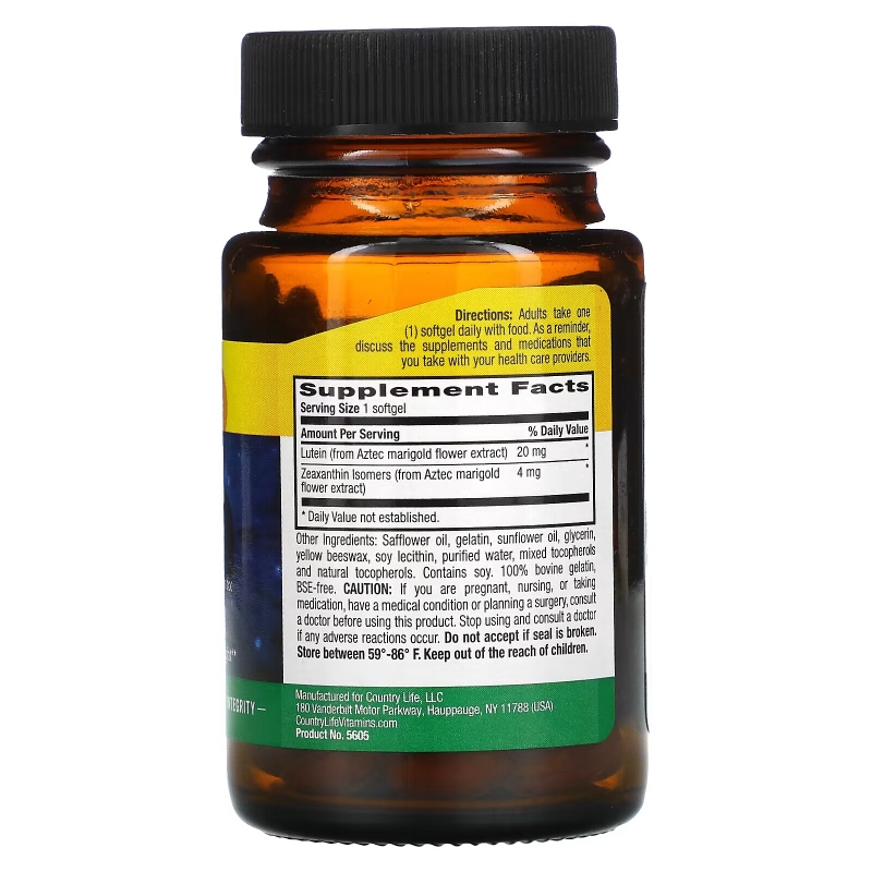 Country Life, Lutein with Zeaxanthin, 20 mg, 60 Softgels