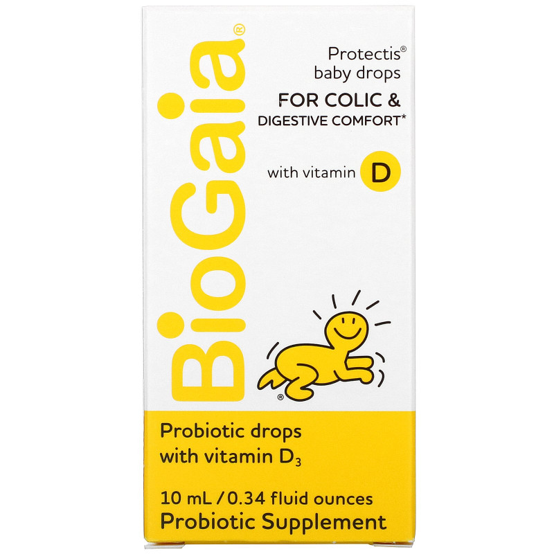 BioGaia, ProTectis, для малышей, с витамином D, здоровье пищеварительной системы, пробиотическая добавка, 0,34 ж. унц. (10 мл)