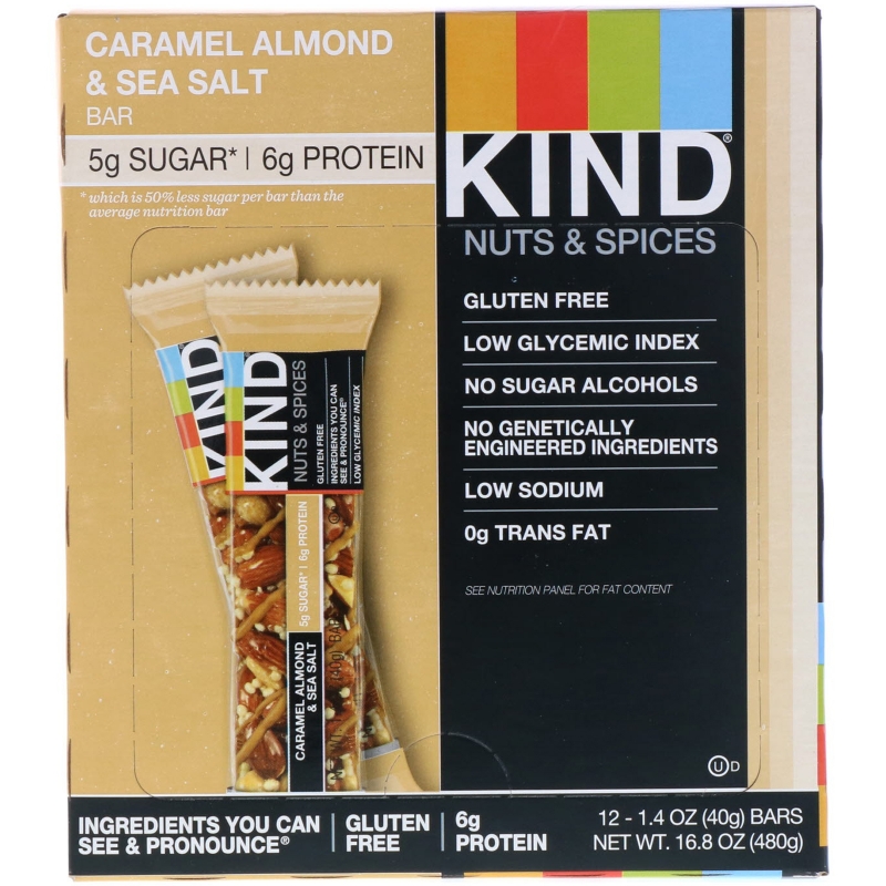 KIND Bars Nuts & Spices Caramel Almond & Sea Salt 12 Bars