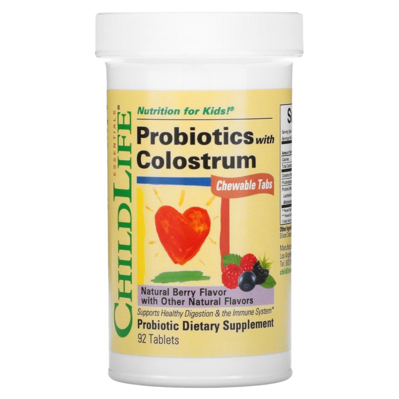 ChildLife Пробиотики с молозивом со вкусом разных ягод 90 жевательных таблеток