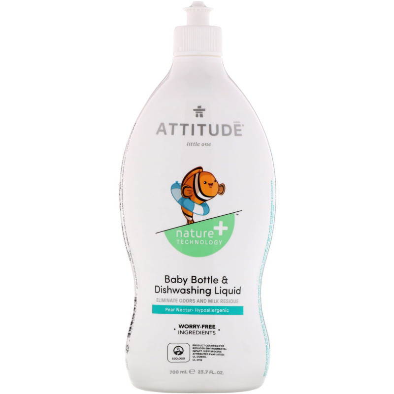 ATTITUDE, Little Ones, Baby Bottle & Dishwashing Liquid, Pear Nectar, 23.7 fl oz (700 ml)