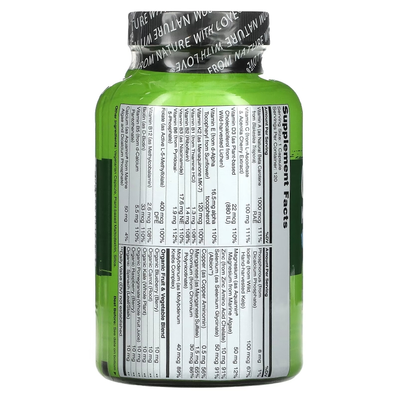 NATURELO Premium Supplements, One Daily Multivitamin for Men, 120 Vegetarian Capsules
