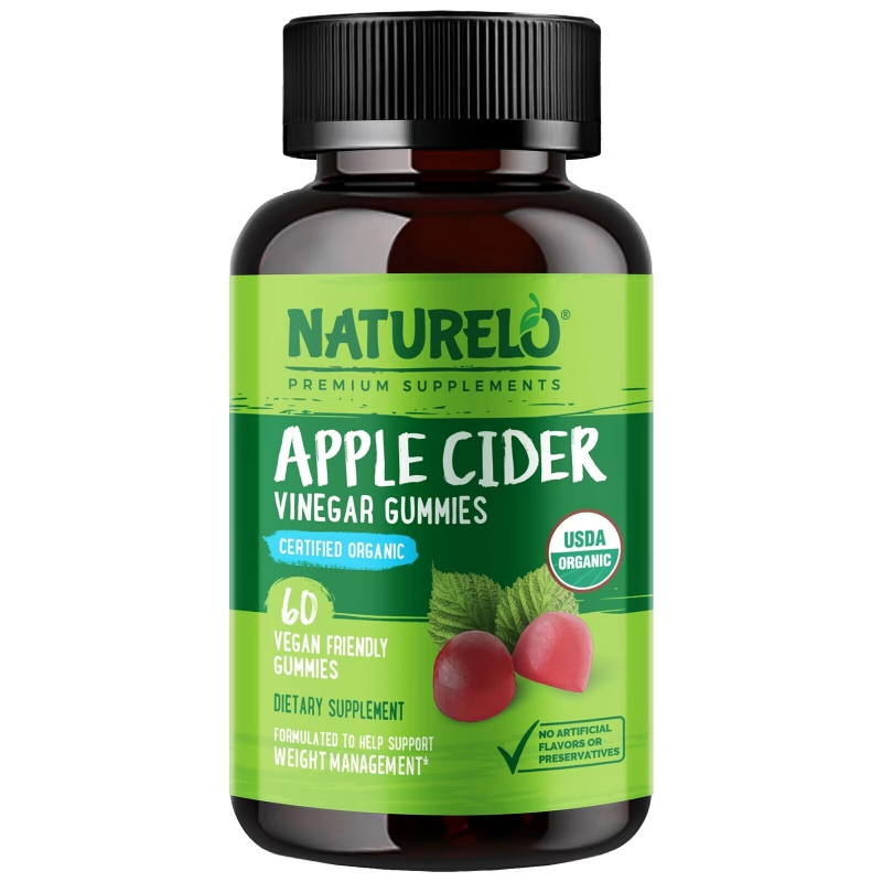 NATURELO, Apple Cider Vinegar Gummies, 60 Vegan Friendly Gummies