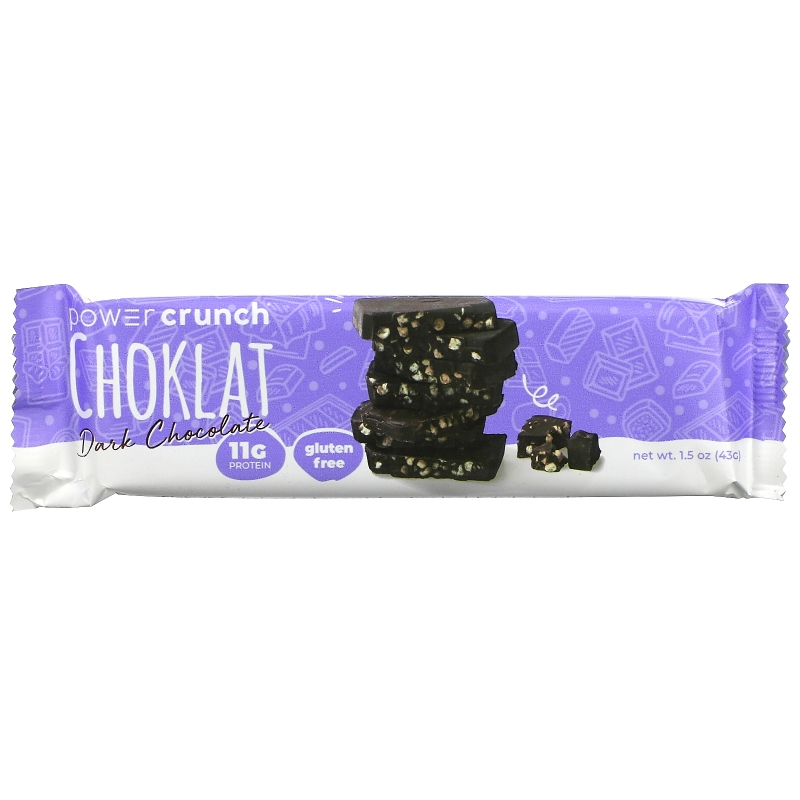 BNRG, Power Crunch, протеиновый энергетический батончик со вкусом темного шоколада, 12 шт. по 43 г