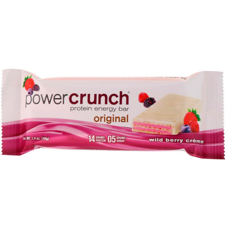 BNRG, Power Crunch, протеиновый энергетический батончик с  сливочной начинкой и вкусом диких ягод, 12 шт. по 40 г