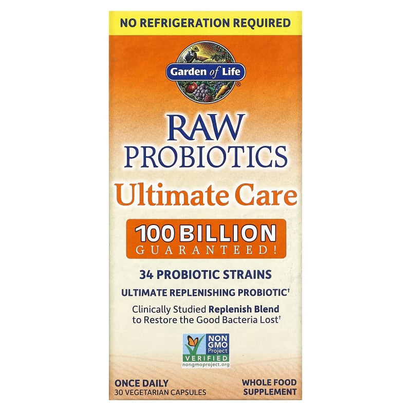 Garden of Life, Raw Probiotics Ultimate Care, 30 вегетарианских капсул
