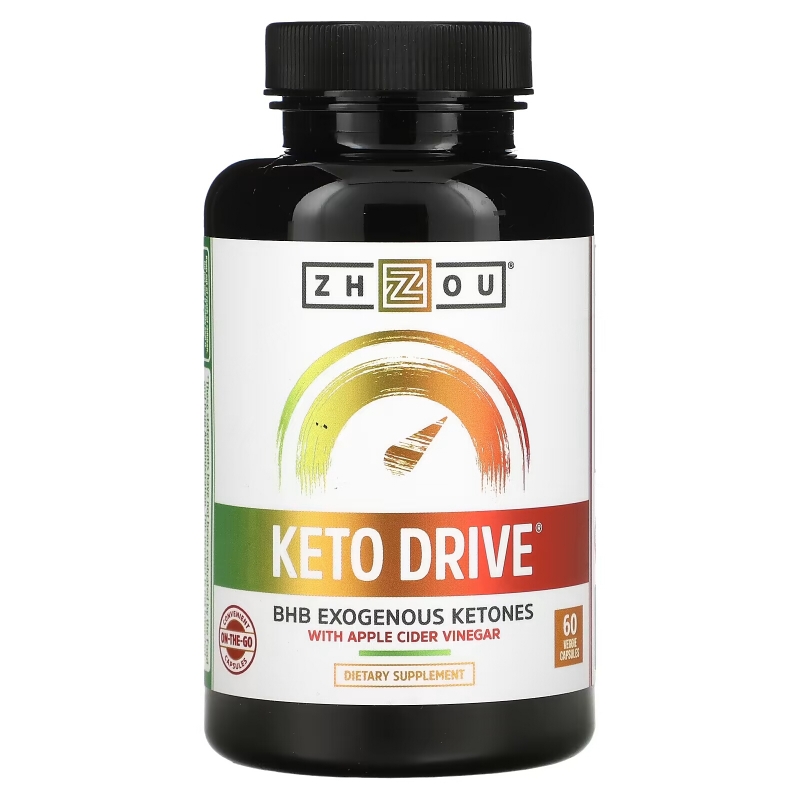 Zhou Nutrition, Keto Drive, экзогенный кетон БГБ, 60 капсул