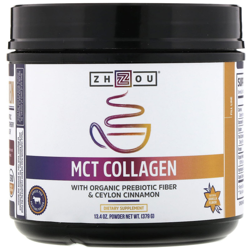 Zhou Nutrition, MCT Collagen, Natural Vanilla, 13.4 oz (379 g)