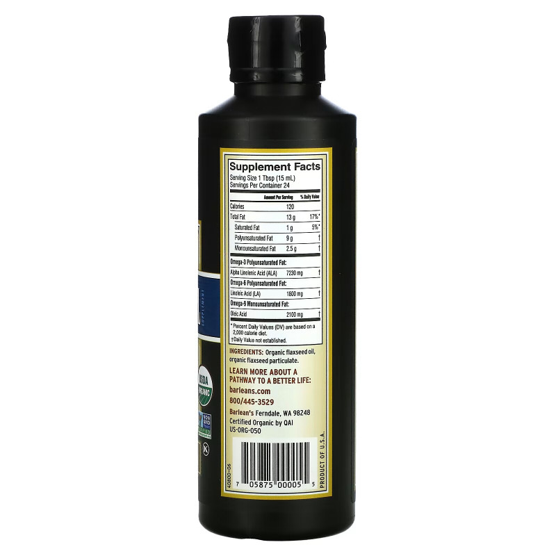 Barlean's Органическое льняное масло с лигнанами 12 жидких унций (355 мл)