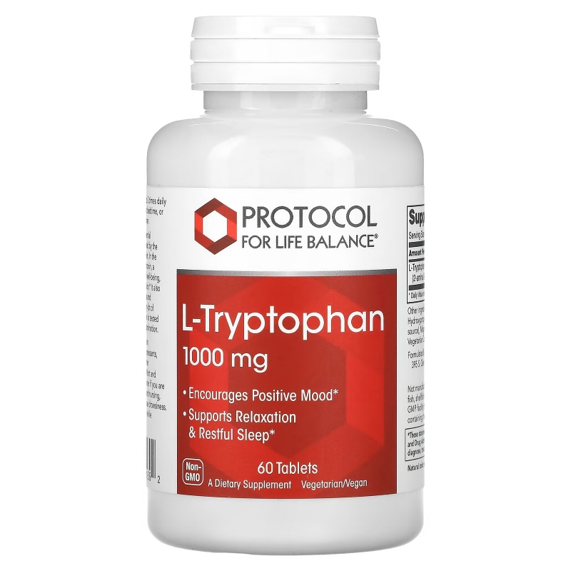 Protocol for Life Balance, L-Tryptophan, 1,000 mg, 60 Tablets
