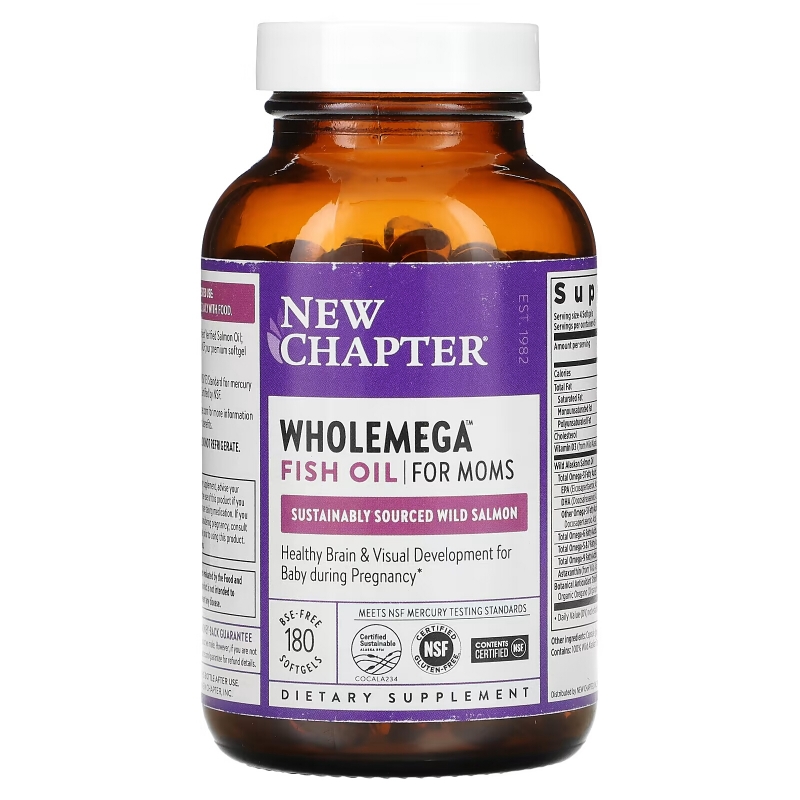 New Chapter, Wholemega для мам, 500 мг, 180 мягких таблеток