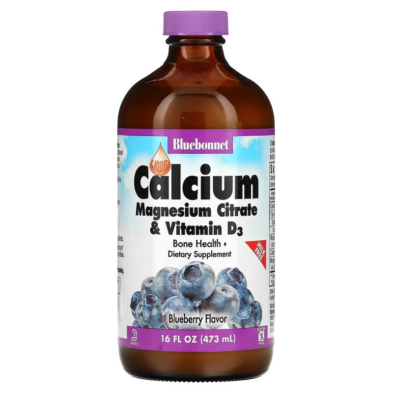 Bluebonnet Nutrition Жидкий кальций цитрат магния + витамин D3 с Черникой 16 жидких унций (472 мл)