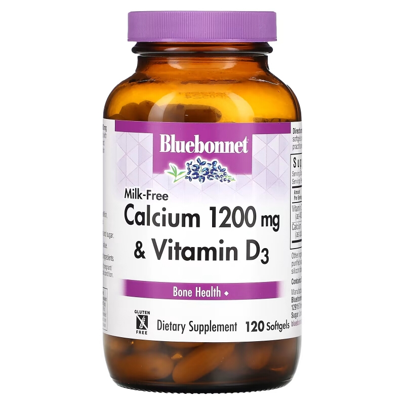 Bluebonnet Nutrition Кальций без молока 1200 мг 120 гелевых капсул