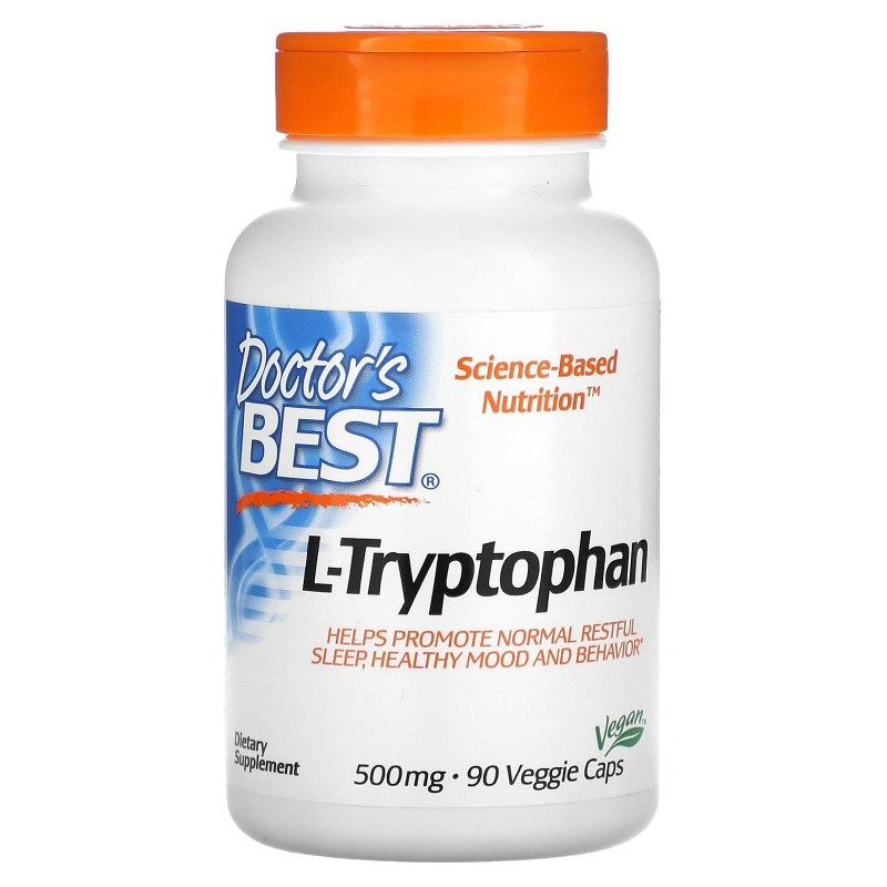 Doctor's Best, Best, L-триптофан с TryptoPure, 500 мг, 90 вегетарианских капсул