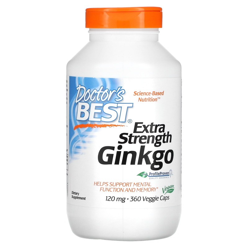 Doctor's Best Extra Strength Ginkgo 120 мг 360 растительных капсул