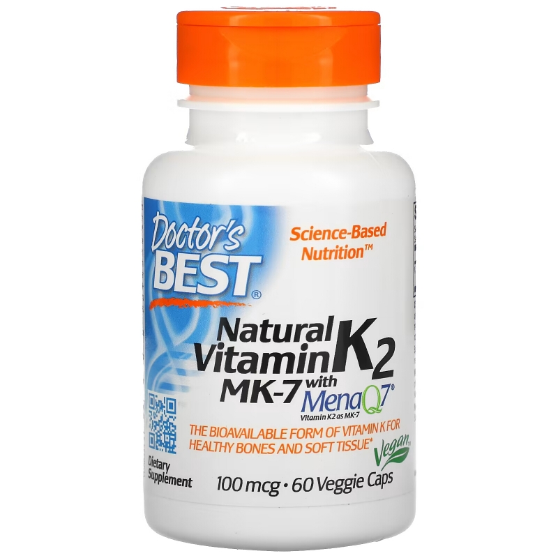 Doctor's Best MK-7 Featuring MenaQ7 Natural Vitamin K2 100 mcg 60 Veggie Caps