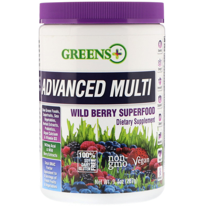 Greens Plus Расширенный мультивитаминный комплекс с лесными ягодами 9,4 унции порошка