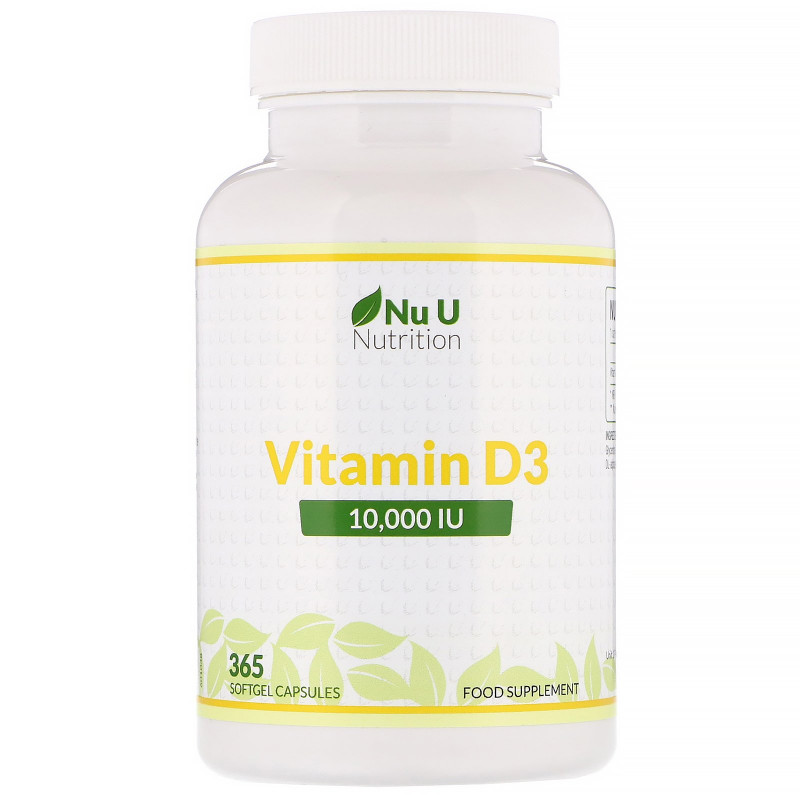 Nu U Nutrition, Vitamin D3, 10,000 IU, 365 Softgel Capsules