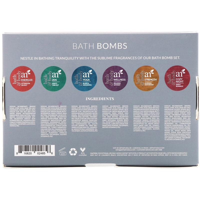Artnaturals, Бомбочки для ванны, 6 бомбочек, 4 унц. (113 г) каждая