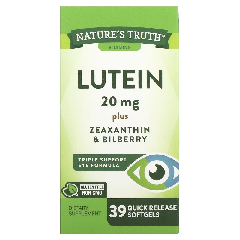 Nature's Truth, Lutein plus Zeaxanthin & Bilberry, 20 mg, 39 Quick Release Softgels