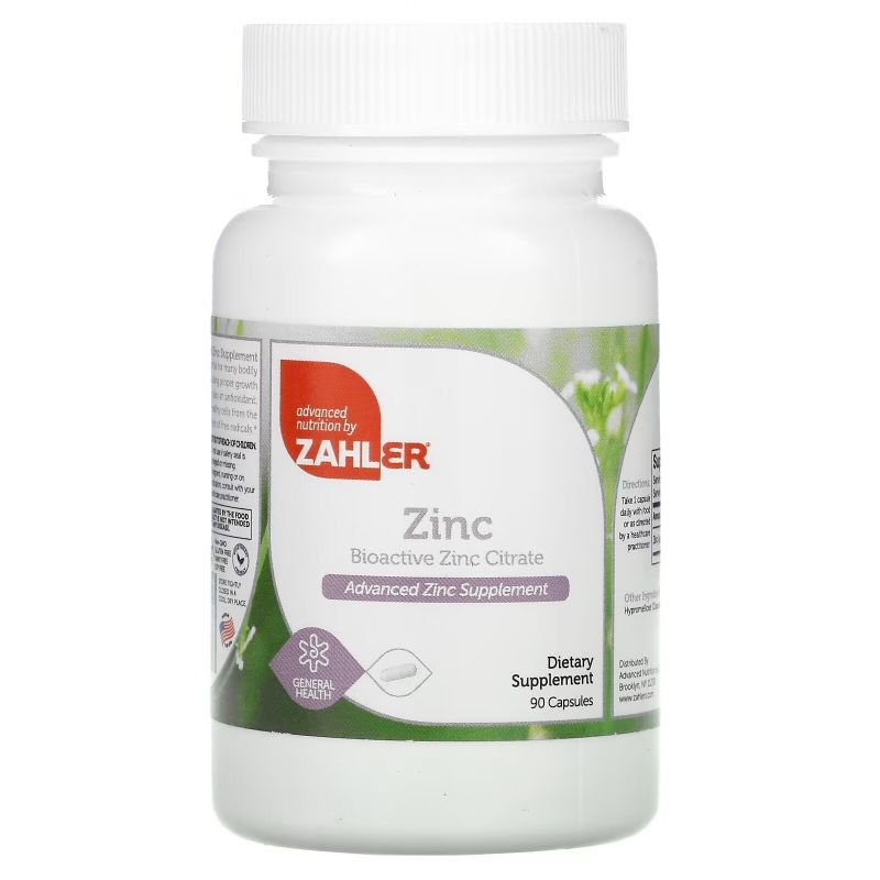 Zahler, Zinc, Bioactive Zinc Citrate, 90 Capsules