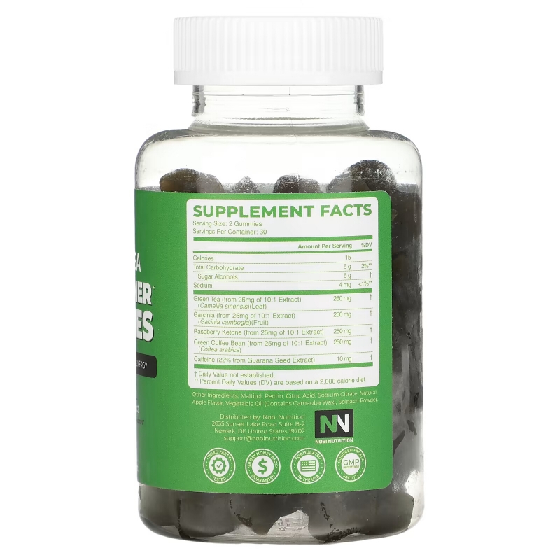 Nobi Nutrition, Green Tea Fat Burner Gummies, 60 Pectin-Based Gummies