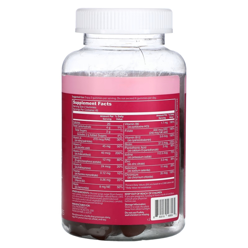 Vital Proteins, Women's Multi Gummies, Raspberry, 90 Gummies