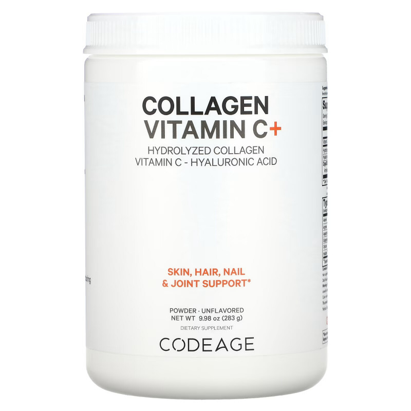 Codeage, Hydrolyzed Collagen Peptides+ Powder, Unflavored, 9.98 oz (283 g)