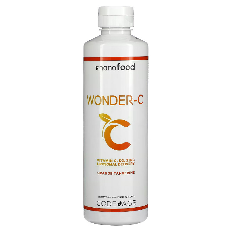 Codeage, Wonder-C, Vitamin C, D3, Zinc, Liposomal Delivery, Orange Tangerine, 16 fl oz (473 ml)