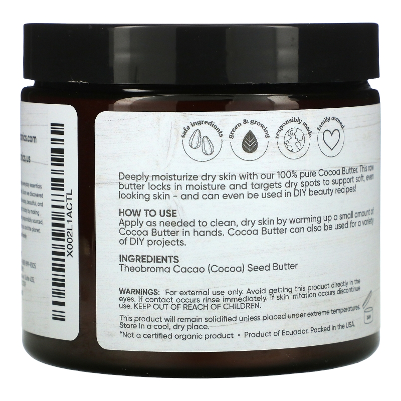 Sky Organics, Cocoa Butter, Organic Unrefined Raw, 16 oz (454 g)