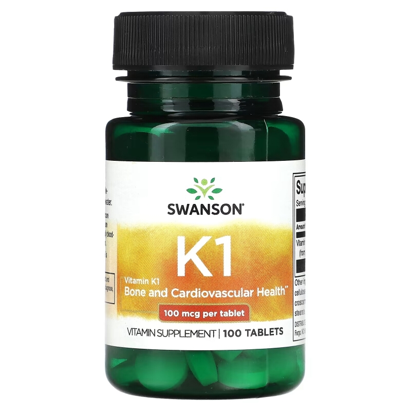 Swanson, Витамин K1, 100 мкг, 100 таблеток