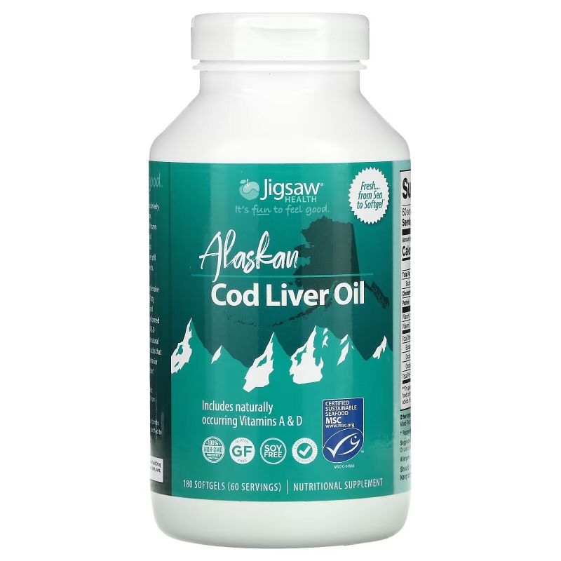 Jigsaw Health, Alaskan Cod Liver Oil, 180 Softgels