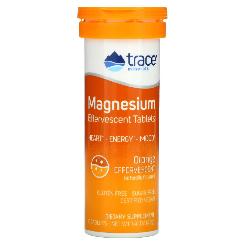 Trace Minerals Research, Magnesium Effervescent Tablets, Orange Flavor, 1.41 oz (40 g)