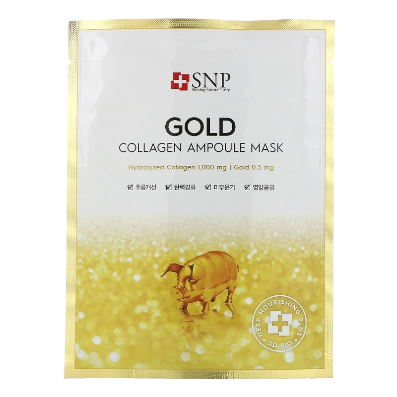 SNP, Маска с золотом и коллагеном, 10 шт., 25 мл (0,84 жидк. унции) каждая