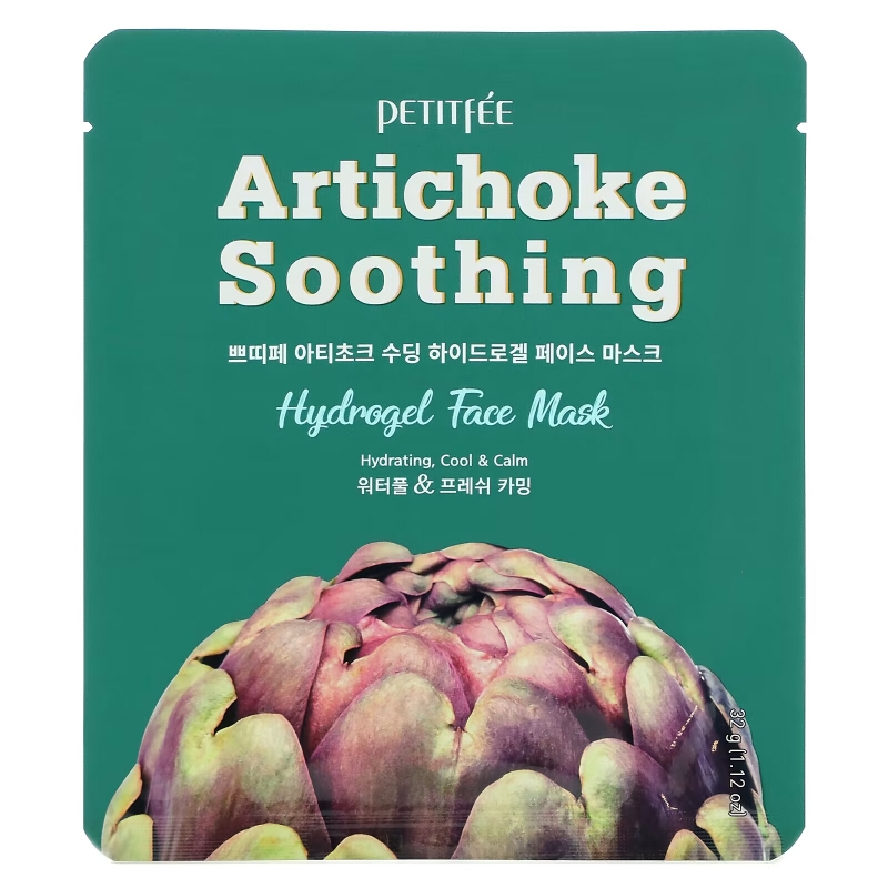 Petitfee, Artichoke Soothing, Hydrogel Face Mask, 5 Sheets, 1.12 oz (32 g) Each