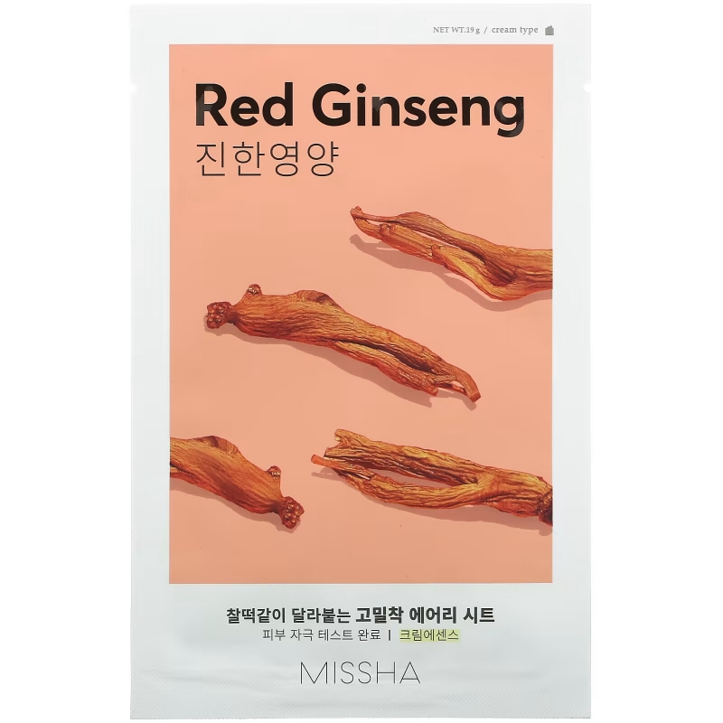 Missha, Airy Fit Beauty Sheet Mask, Red Ginseng, 1 Sheet, 19 g