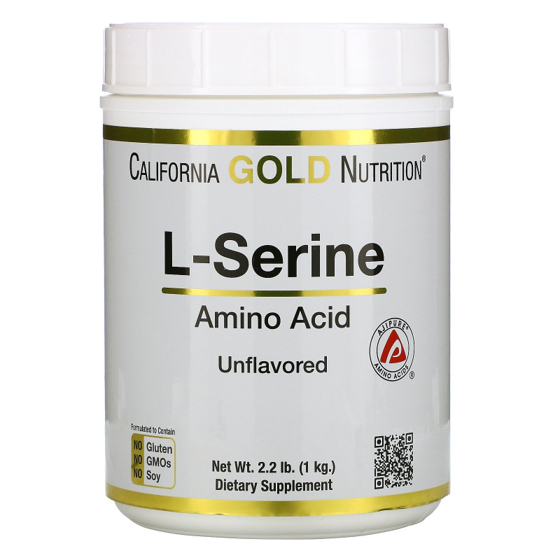 California Gold Nutrition, L-серин в порошке, аминокислота AjiPure, без добавок, 1 кг