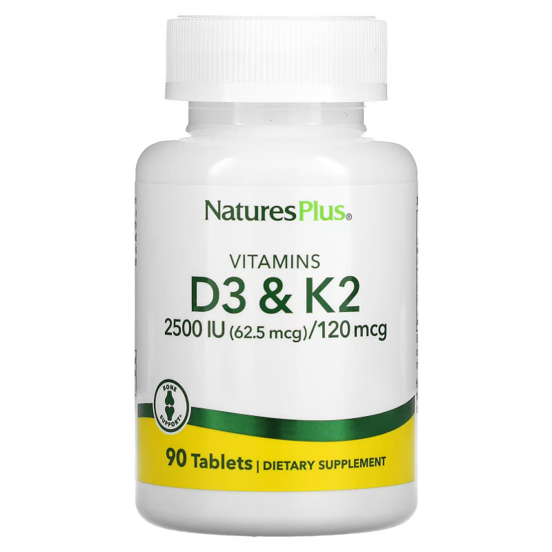 NaturesPlus, Vitamins D3 & K2, 90 Tablets